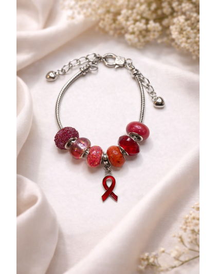 Chronic &amp; Invisible Illness Red Ribbon Awareness Bracelet
