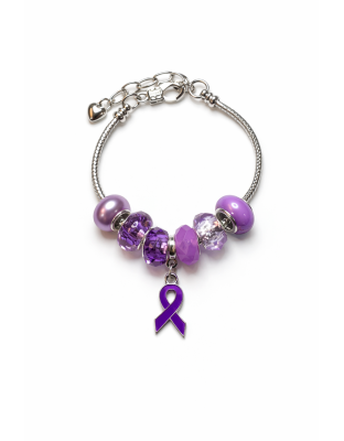 Chronic &amp; Invisible Illness Purple Ribbon Mental Health Awareness Bracelet