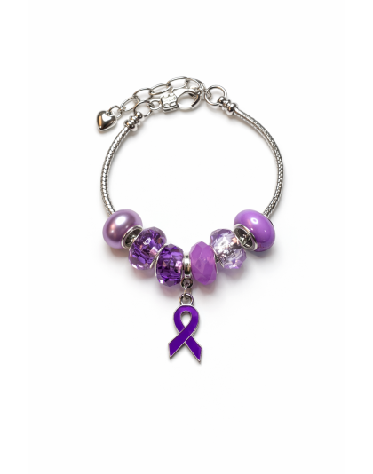 Chronic &amp; Invisible Illness Purple Ribbon Mental Health Awareness Bracelet