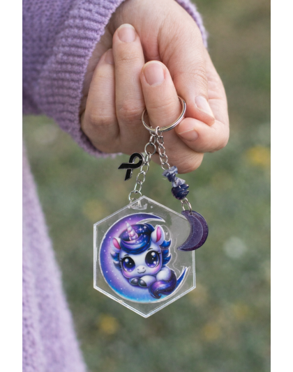 Handmade Unicorn Narcolepsy Awareness Keychain Chronic &amp; Invisible Illness Support