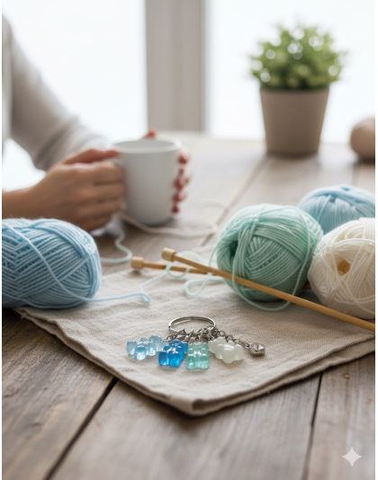 Handmade Blue Gummy Bear Stitch Markers Supporting &amp; Spreading Awareness Chronic Invisible Rare Disease