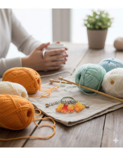Handmade Orange Gummy Bear Stitch Markers Supporting &amp; Spreading Awareness Chronic Invisible Rare Disease