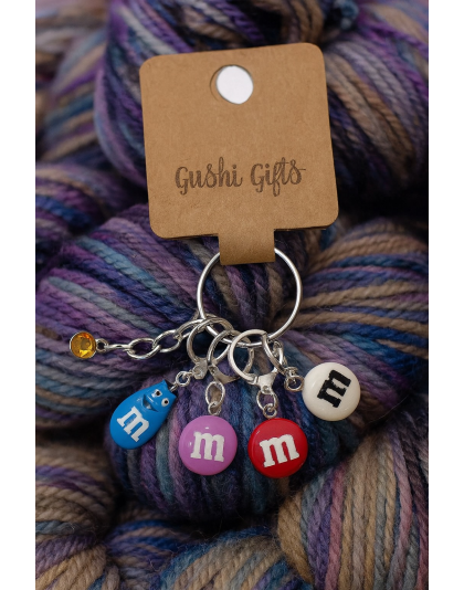 Handmade M&amp;M Blue Purple Red Green Color Awareness Stitch Markers Supporting &amp; Spreading Awareness Chronic Rare Disease