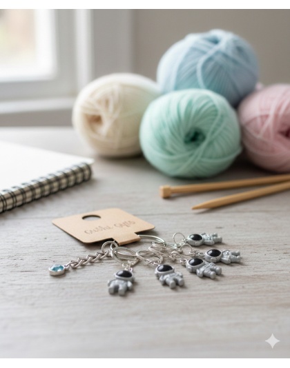 Handmade Astronaut Gray Color Awareness Stitch Markers Supporting &amp; Spreading Awareness Chronic Rare Disease