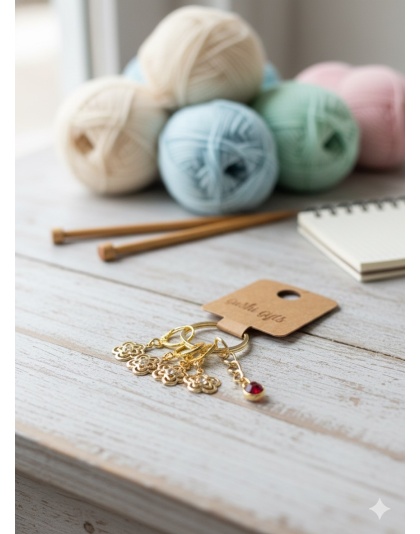 Handmade Gold Flowers w/Clear Stone Awareness Stitch Markers Supporting &amp; Spreading Awareness Chronic Rare Disease