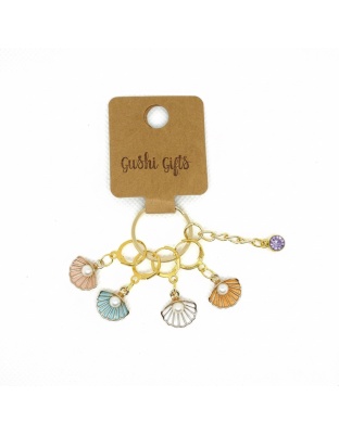 Handmade Shells w/White Pearl Awareness Stitch Markers Supporting &amp; Spreading Awareness Chronic Rare Disease