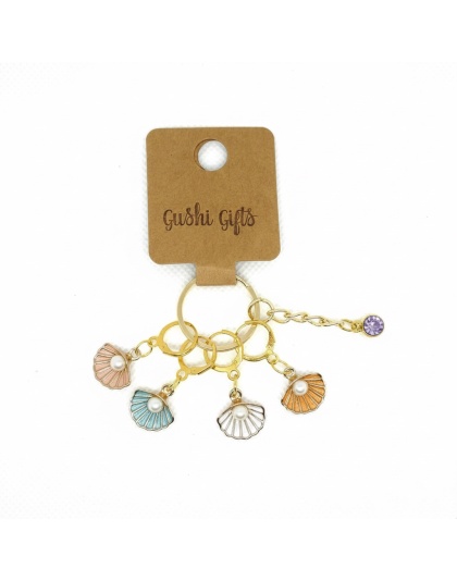 Handmade Shells w/White Pearl Awareness Stitch Markers Supporting &amp; Spreading Awareness Chronic Rare Disease