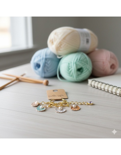 Handmade Shells w/White Pearl Awareness Stitch Markers Supporting &amp; Spreading Awareness Chronic Rare Disease