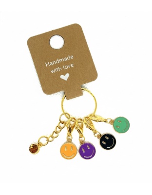 Handmade Green Black Purple Yellow Smiley Face Stitch Markers Supporting &amp; Spreading Awareness Chronic Rare &amp; Invisible Disease Awareness