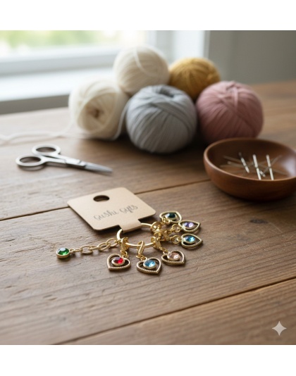 Handmade Heart Stitch Markers w/ Multicolored Stones Supporting &amp; Spreading Awareness Chronic Rare &amp; Invisible Disease Awareness