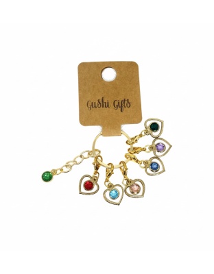 Handmade Heart Stitch Markers w/ Multicolored Stones Supporting &amp; Spreading Awareness Chronic Rare &amp; Invisible Disease Awareness