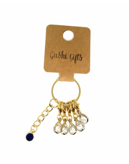 Handmade Gold Raindrops w/Stone Stitch Markers Supporting &amp; Spreading Awareness Chronic Rare &amp; Invisible Disease Awareness