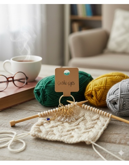 Handmade Gold Raindrops w/Stone Stitch Markers Supporting &amp; Spreading Awareness Chronic Rare &amp; Invisible Disease Awareness