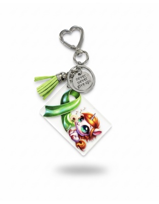 Handmade Never Give Up Unicorn Awareness Keychain Chronic &amp; Invisible Illness Support
