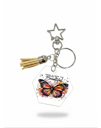 Handmade Beautiful Change Butterfly Awareness Keychain Chronic &amp; Invisible Illness Support