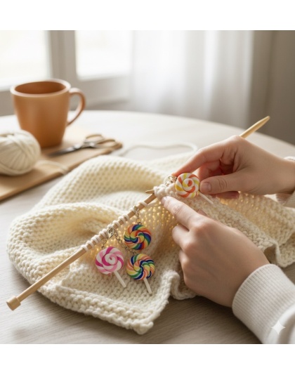 Handmade Pink Orange Yellow Multicolored Lollipop Stitch Markers Supporting &amp; Spreading Awareness Chronic Rare &amp; Invisible Disease Awareness