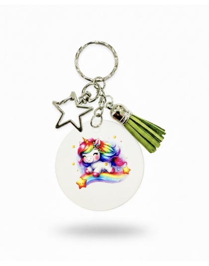 Handmade Over The Rainbow Unicorn Awareness Keychain Chronic &amp; Invisible Illness Support