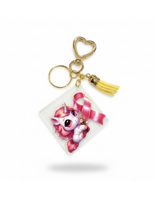 Handmade Pink Ribbon Unicorn Awareness Keychain Chronic &amp; Invisible Illness Support
