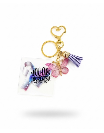 Handmade You are Amazing Pink Butterfly Awareness Keychain Chronic &amp; Invisible Illness Support