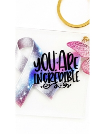 Handmade You are Amazing Pink Butterfly Awareness Keychain Chronic &amp; Invisible Illness Support