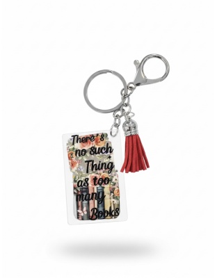 Handmade Too Many Books Red Tassel Awareness Keychain Chronic &amp; Invisible Illness Support