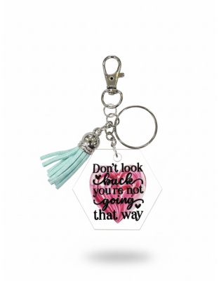 Handmade Don't Look Back Teal Tassel Awareness Keychain Chronic &amp; Invisible Illness Support
