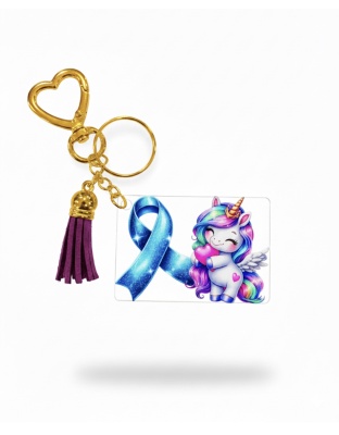 Handmade Blue Unicorn Awareness Keychain Chronic &amp; Invisible Illness Support