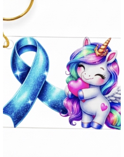 Handmade Blue Unicorn Awareness Keychain Chronic &amp; Invisible Illness Support