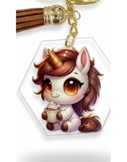 Handmade Brown Unicorn Awareness Keychain Chronic &amp; Invisible Illness Support