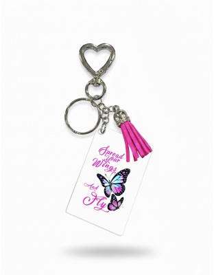 Handmade Fly Pink Tassel Butterfly Awareness Keychain Chronic &amp; Invisible Illness Support