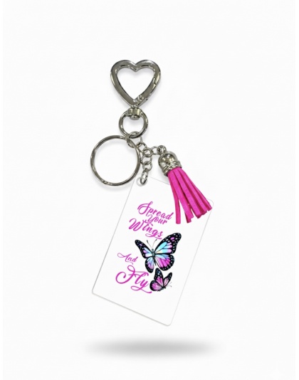 Handmade Fly Pink Tassel Butterfly Awareness Keychain Chronic &amp; Invisible Illness Support