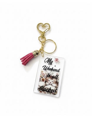 Handmade Kitten Weekend Plans Book Awareness Keychain Chronic &amp; Invisible Illness Support