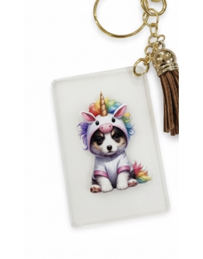Handmade Puppy Unicorn Brown Tassel Awareness Keychain Chronic &amp; Invisible Illness Support