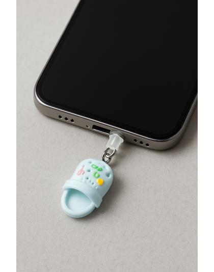 Teal Light Blue Croc Shoe Slipper Phone Charm Plug-In Accessory Chronic Rare Invisible Illness Awareness &amp; Support