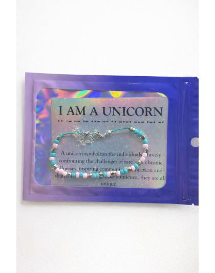 “I Am a Unicorn” Light Blue &amp; Pink Morse Code Bracelet – Rare Disease, Chronic &amp; Invisible Illness Awareness Jewelry