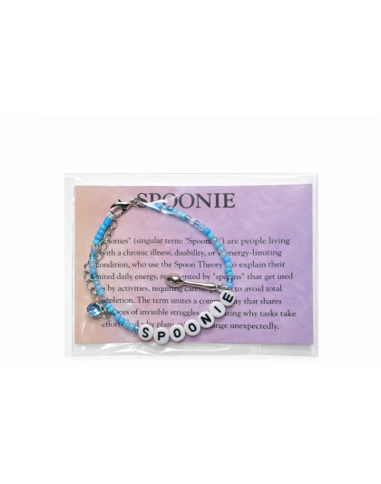 Light Blue Spoonie Bracelet with Spoon Charm – Chronic Illness &amp; Rare and Invisible Disabilities Awareness Jewelry