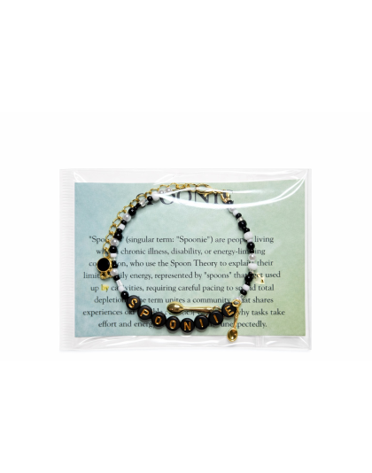 Black Spoonie Bracelet with Spoon Charm – Chronic Illness &amp; Rare and Invisible Disabilities Awareness Jewelry
