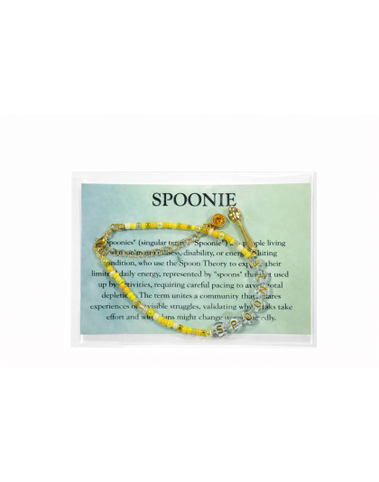 Yellow Spoonie Bracelet with Spoon Charm – Chronic Illness &amp; Rare and Invisible Disabilities Awareness Jewelry