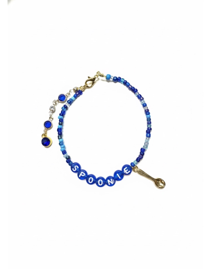 Blue Spoonie Bracelet with Spoon Charm – Chronic Illness &amp; Rare and Invisible Disabilities Awareness Jewelry