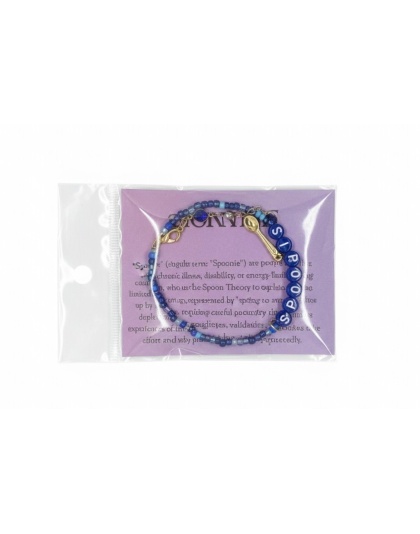 Blue Spoonie Bracelet with Spoon Charm – Chronic Illness &amp; Rare and Invisible Disabilities Awareness Jewelry