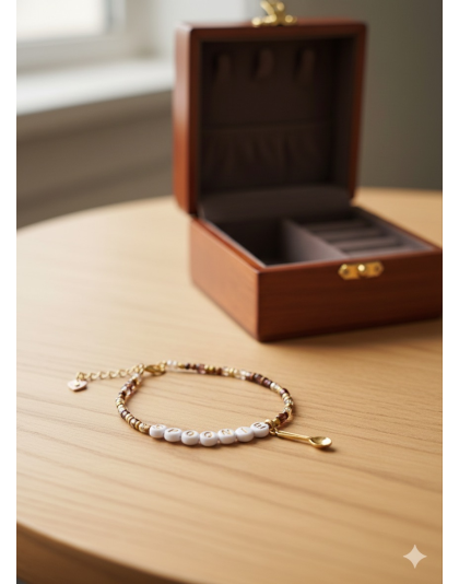 Brown Spoonie Bracelet with Spoon Charm – Chronic Illness &amp; Rare and Invisible Disabilities Awareness Jewelry