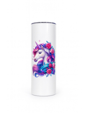 Pink &amp; Purple Unicorn Stainless Steel Tumbler – Inspirational Drinkware 20oz Insulated Cup Supporter Survivor