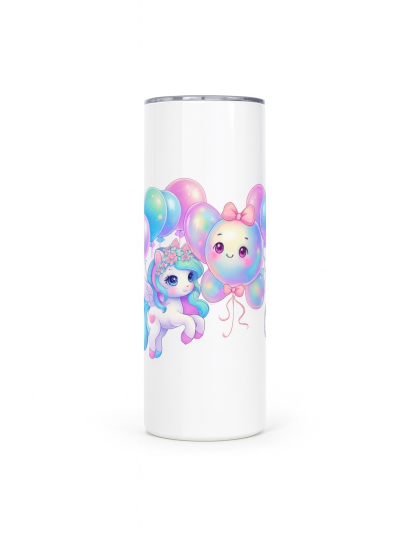 Unicorns w/Balloons Stainless Steel Tumbler – Inspirational Drinkware 20oz Insulated Cup Supporter Survivor