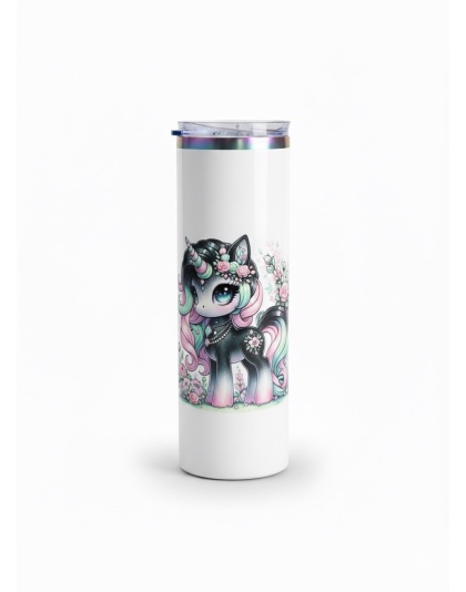 Teal Black Pink Unicorns Stainless Steel Tumbler – Inspirational Drinkware 20oz Insulated Cup Supporter Survivor Autism Neuro Diversity