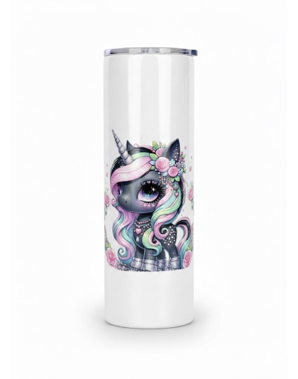Teal Black Pink Unicorns Stainless Steel Tumbler – Inspirational Drinkware 20oz Insulated Cup Supporter Survivor Autism Neuro Diversity