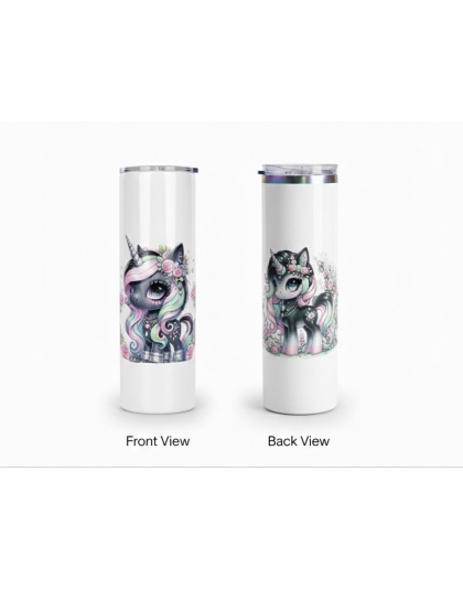 Teal Black Pink Unicorns Stainless Steel Tumbler – Inspirational Drinkware 20oz Insulated Cup Supporter Survivor Autism Neuro Diversity