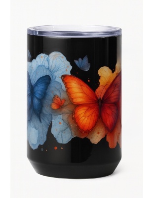Multicolored Butterflies Black Travel Mug Rare, Chronic &amp; Invisible Illness Awareness and Support