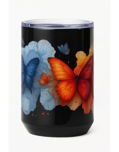 Multicolored Butterflies Black Travel Mug Rare, Chronic &amp; Invisible Illness Awareness and Support