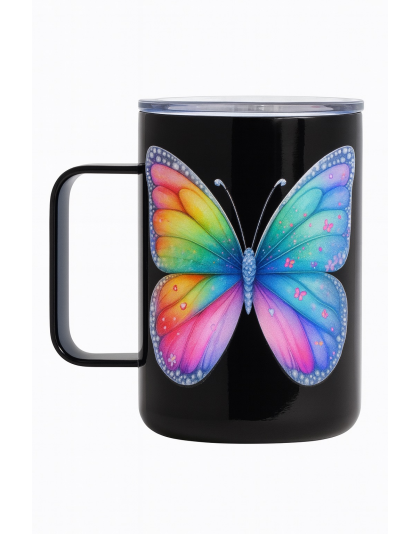 It's OK To Not Be OK Black Travel Mug Rare, Chronic &amp; Grow Positive Thoughts Unicorn Invisible Illness Awareness and Support