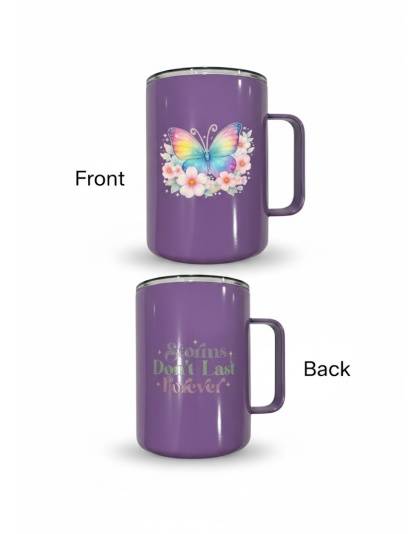 Storms Don't Last Forever Butterfly Purple Travel Mug Rare, Chronic &amp; Grow Positive Thoughts Unicorn Invisible Illness Awareness and Support